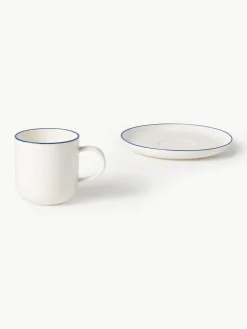Westwing Collection Porzellan-Kaffeetassen Facile mit Untertassen, 2 Stück