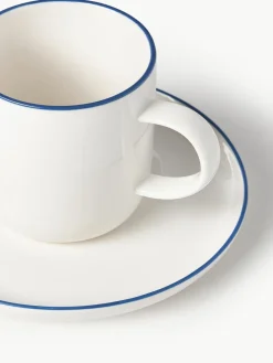 Westwing Collection Porzellan-Kaffeetassen Facile mit Untertassen, 2 Stück