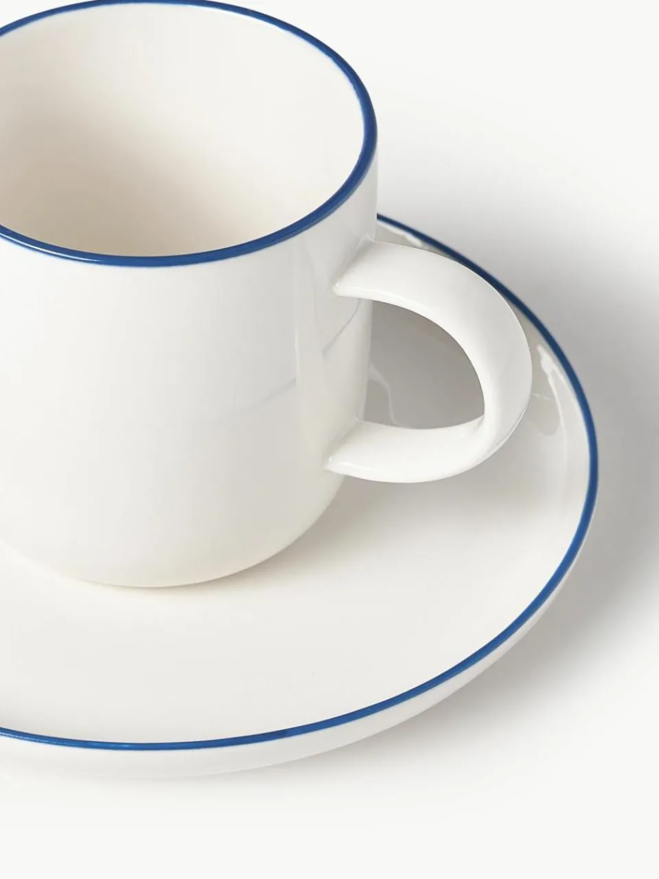 Westwing Collection Porzellan-Kaffeetassen Facile mit Untertassen, 2 Stück