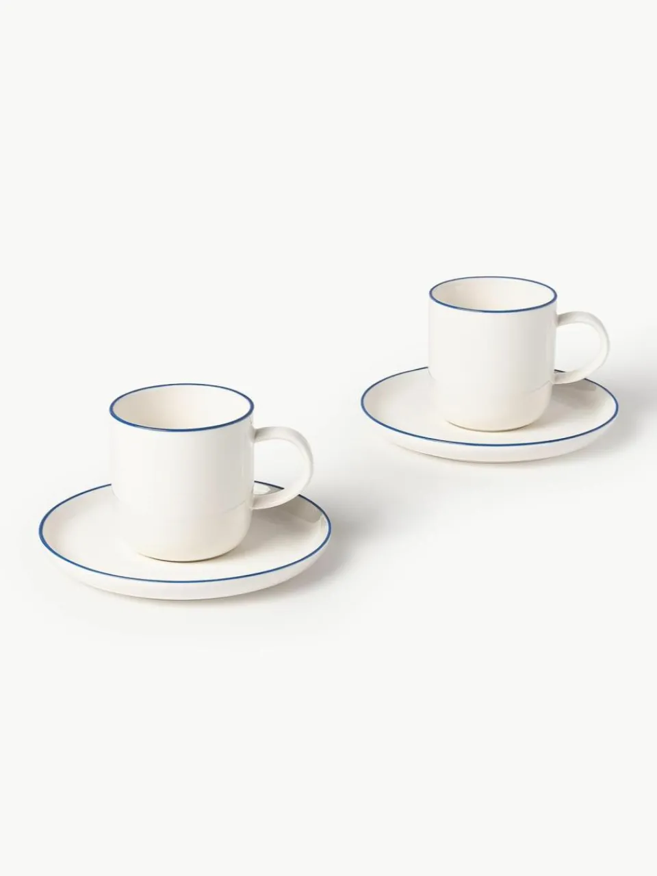 Westwing Collection Porzellan-Kaffeetassen Facile mit Untertassen, 2 Stück