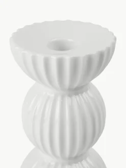 Lyngby Porcelaen Porzellan-Kerzenhalter Tura mit geriffelter Oberfläche