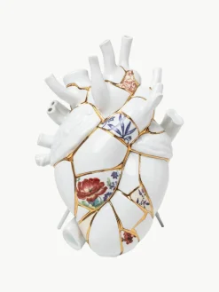 Seletti Porzellan-Vase Love in Bloom mit Gold-Dekor, H 25 cm