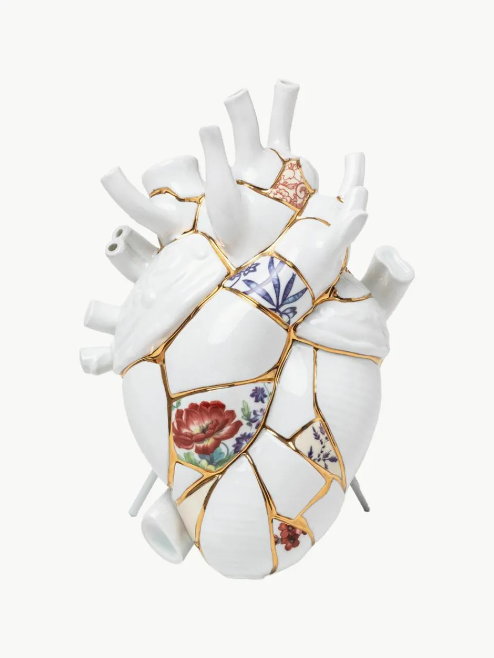 Seletti Porzellan-Vase Love in Bloom mit Gold-Dekor, H 25 cm