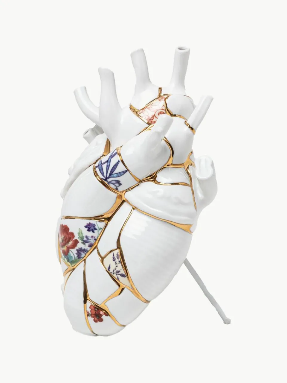Seletti Porzellan-Vase Love in Bloom mit Gold-Dekor, H 25 cm