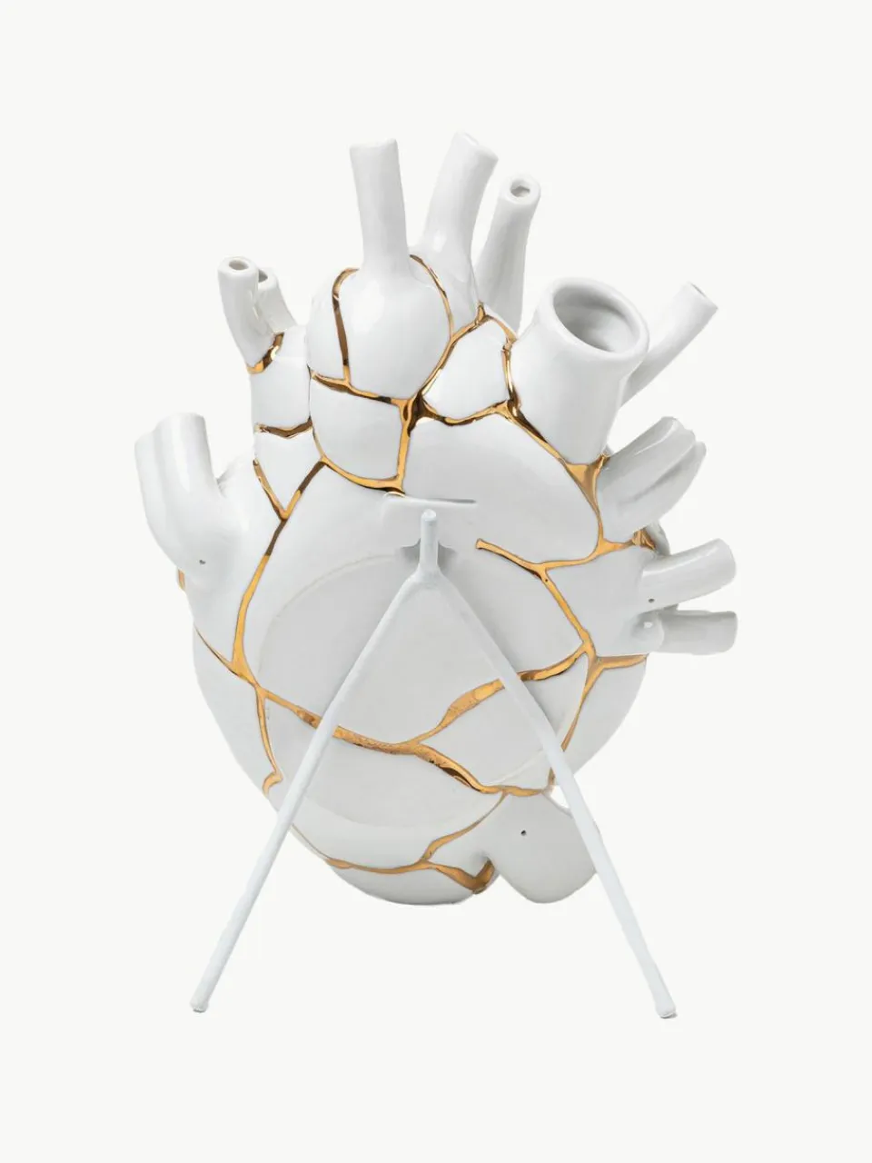 Seletti Porzellan-Vase Love in Bloom mit Gold-Dekor, H 25 cm
