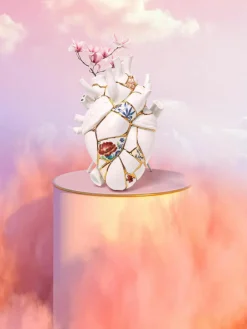 Seletti Porzellan-Vase Love in Bloom mit Gold-Dekor, H 25 cm