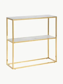 Westwing Regal Aruba mit Glasplatten in Marmor-Optik