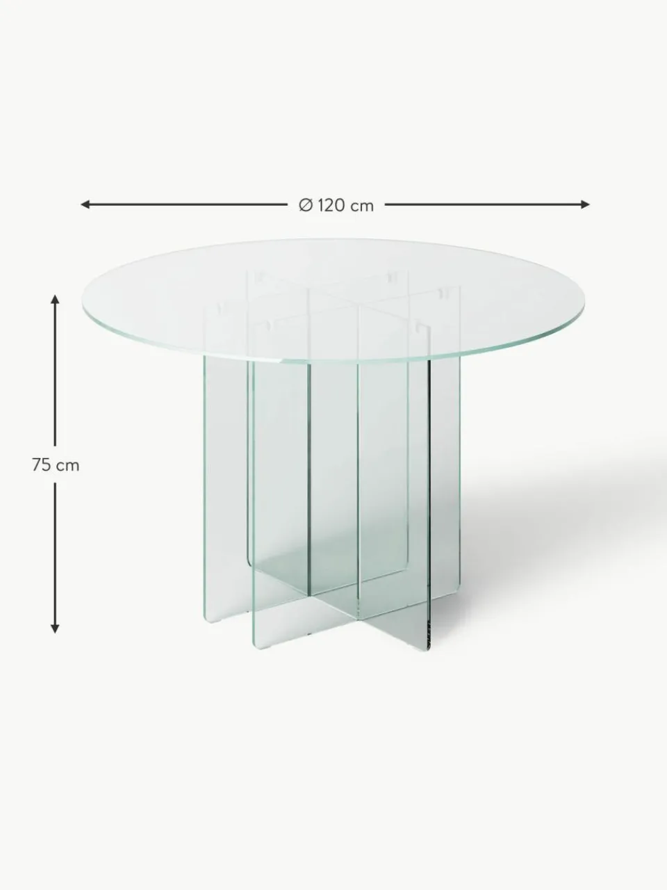 Westwing Collection Runder Glas-Esstisch Anouk, Ø 120 cm