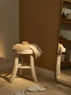 Westwing Collection Runder Hocker Beachside aus Mungurholz