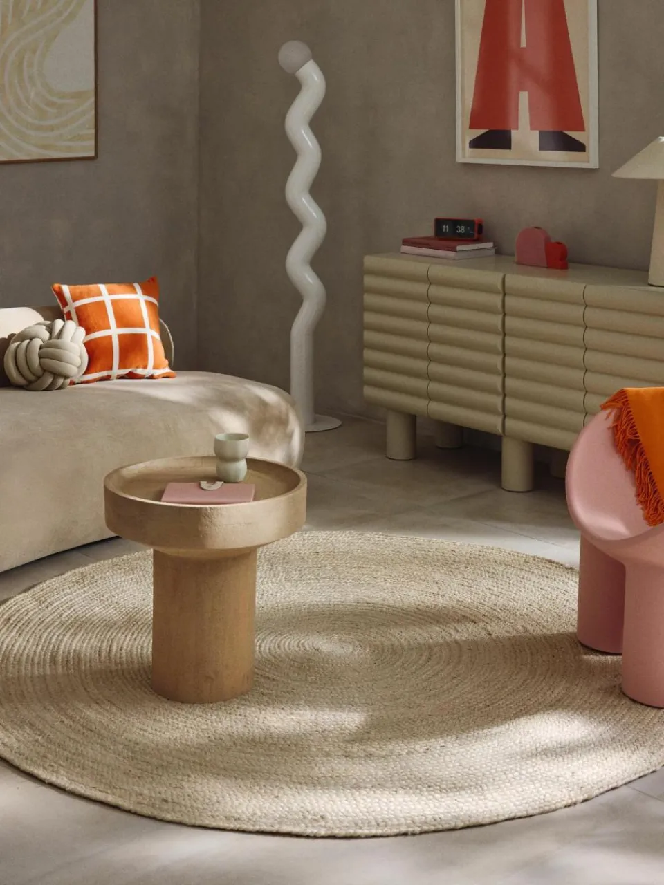 Westwing Collection Runder Jute-Teppich Sharmila, handgefertigt