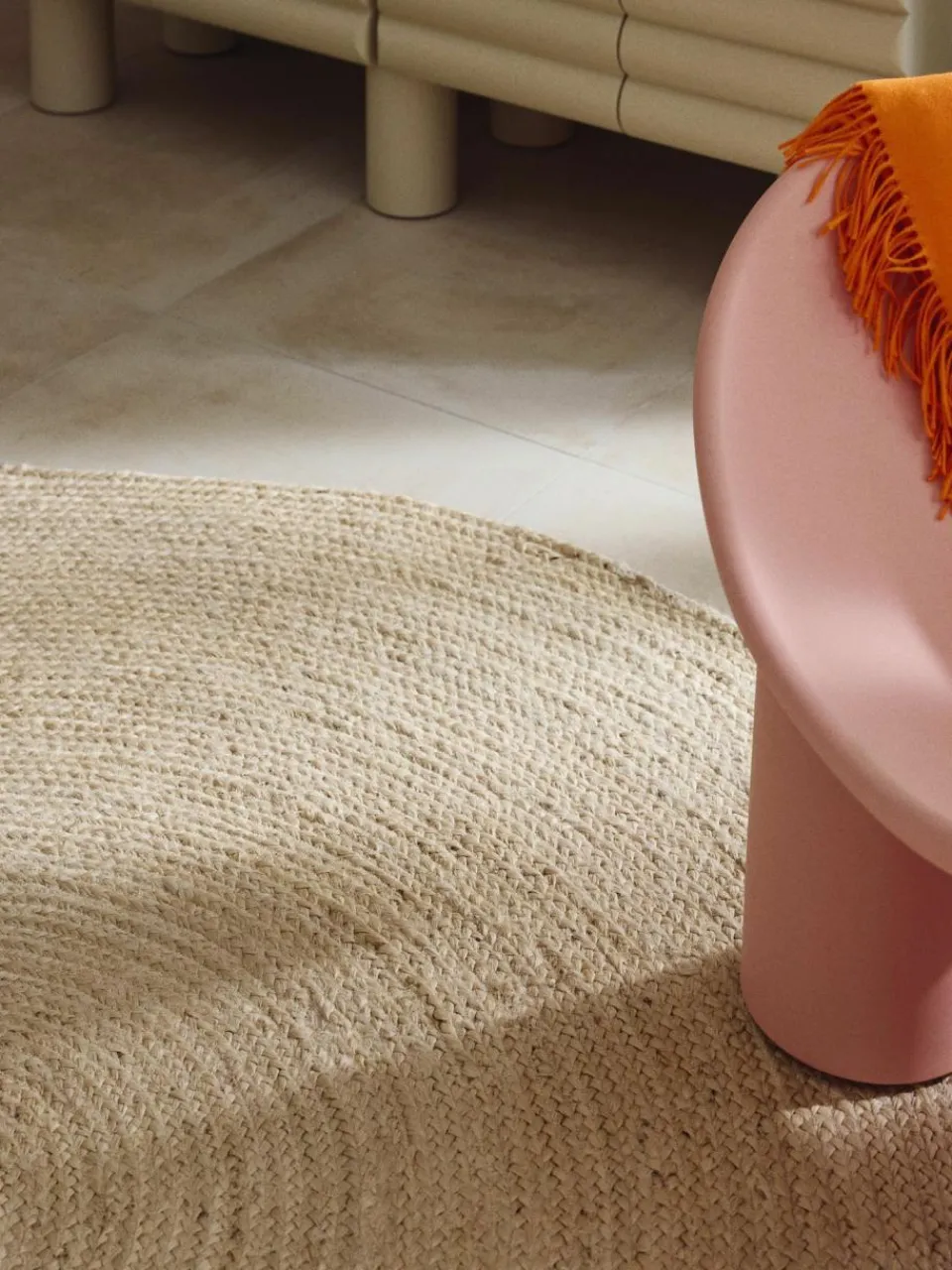 Westwing Collection Runder Jute-Teppich Sharmila, handgefertigt
