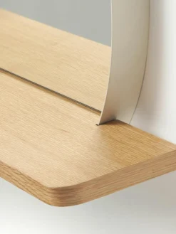 Westwing Collection Runder Wandspiegel Kenny mit Holz-Ablage