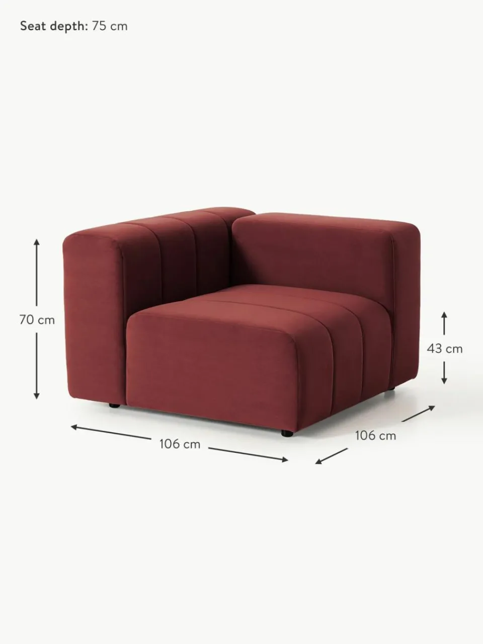 Westwing Collection Samt-Eckmodul Lena