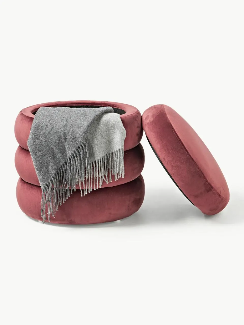 Westwing Collection Samt-Hocker Alto mit Stauraum