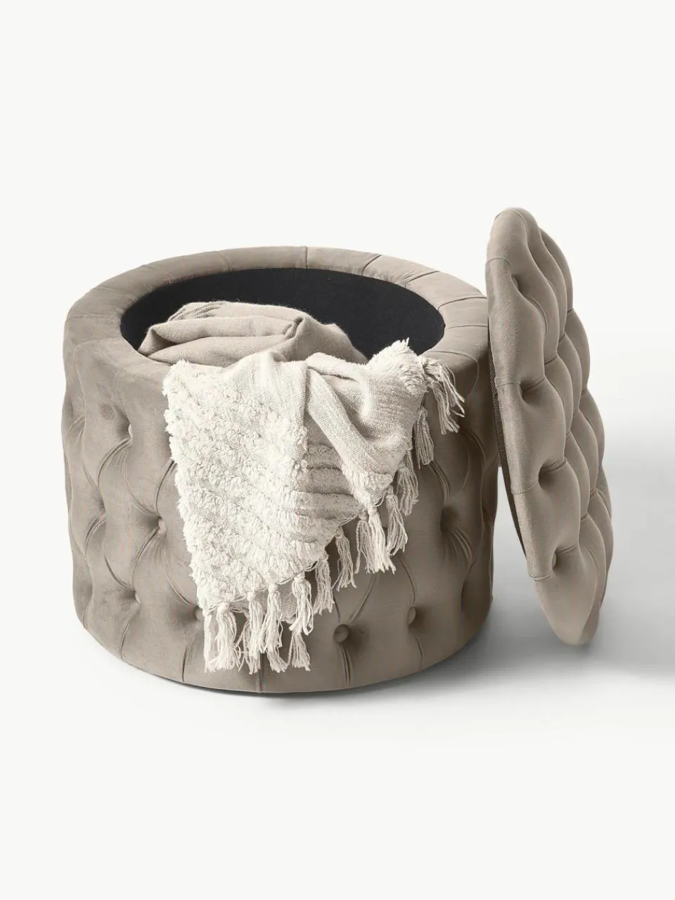 Westwing Collection Samt-Hocker Chiara mit Stauraum