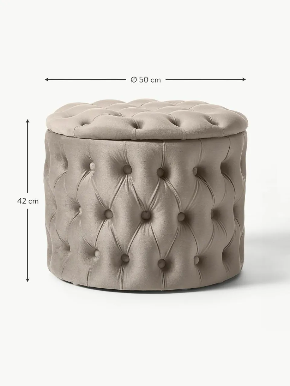 Westwing Collection Samt-Hocker Chiara mit Stauraum