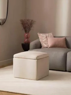 Westwing Collection Samt-Hocker Winou mit Stauraum
