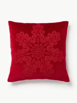 Westwing Collection Samt-Kissenhülle Celeste mit winterlichem Motiv