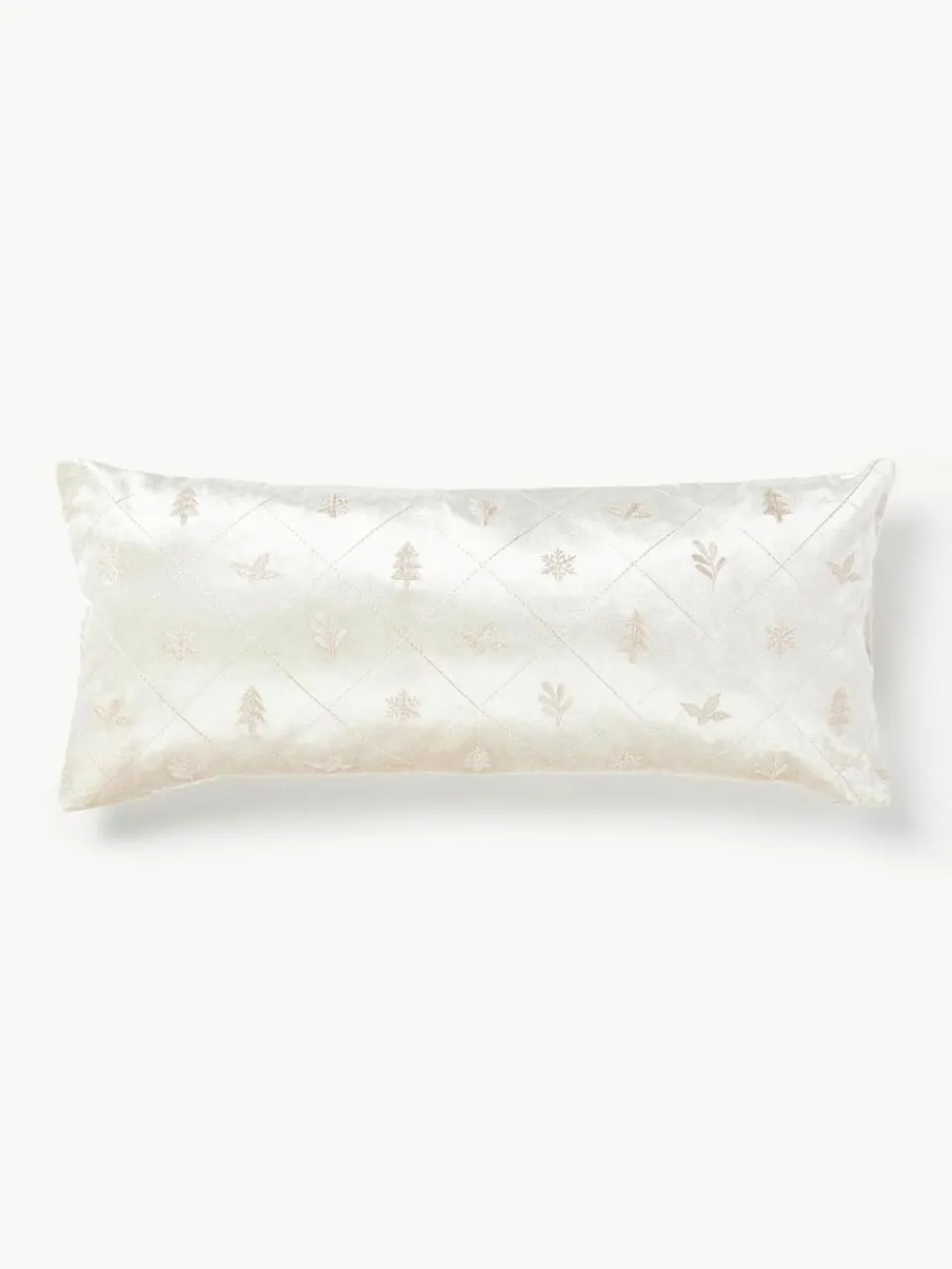 Westwing Collection Samt-Kissenhülle Isadora mit weihnachtlicher Stickerei