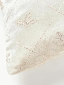 Westwing Collection Samt-Kissenhülle Isadora mit weihnachtlicher Stickerei