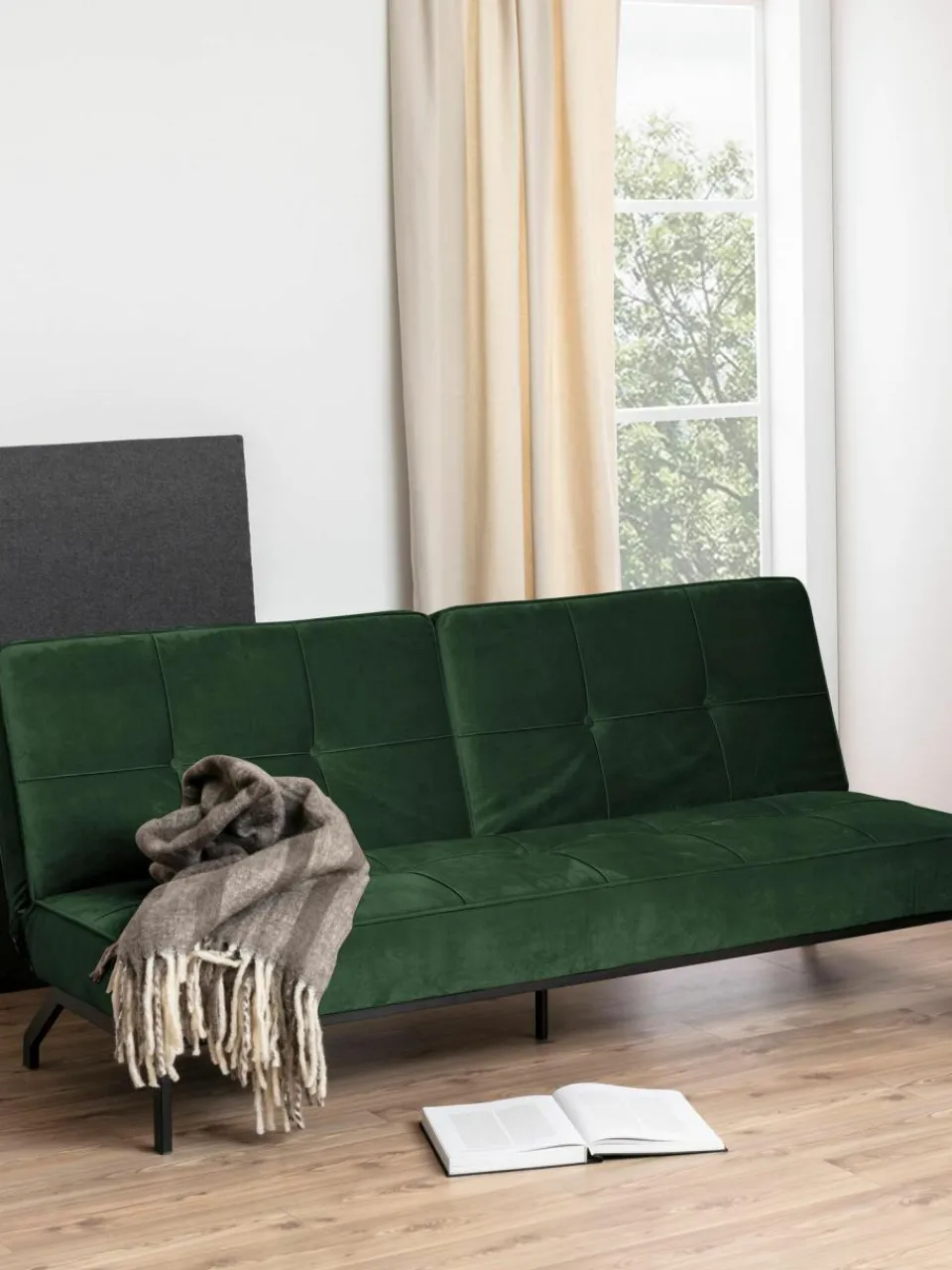 Westwing Samt-Schlafsofa Perugia (3-Sitzer)