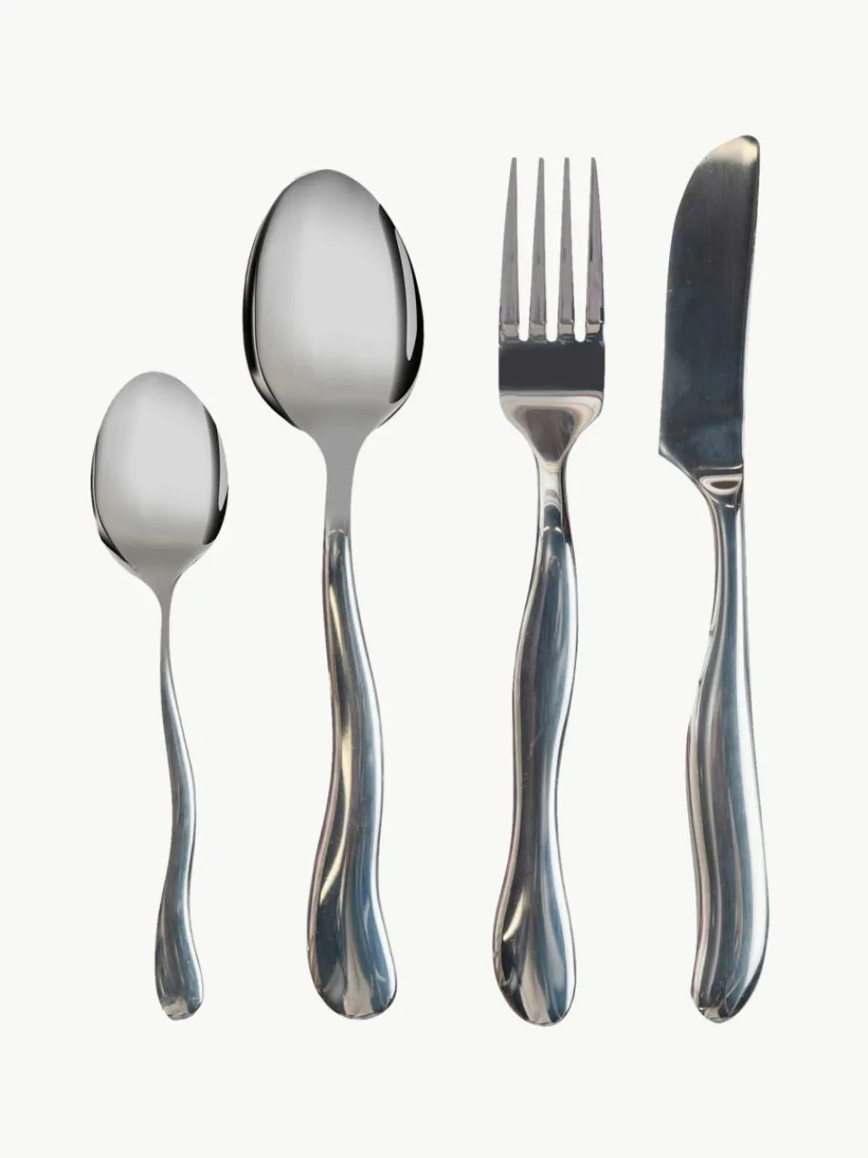 ByOn Satiniertes Besteck-Set Waverly mit gehämmerten Griffen, 4 Personen (16-tlg.)