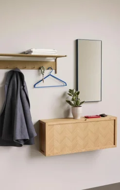 Hübsch Schuhschrank Herringbone aus Holz mit Fischgrätmuster