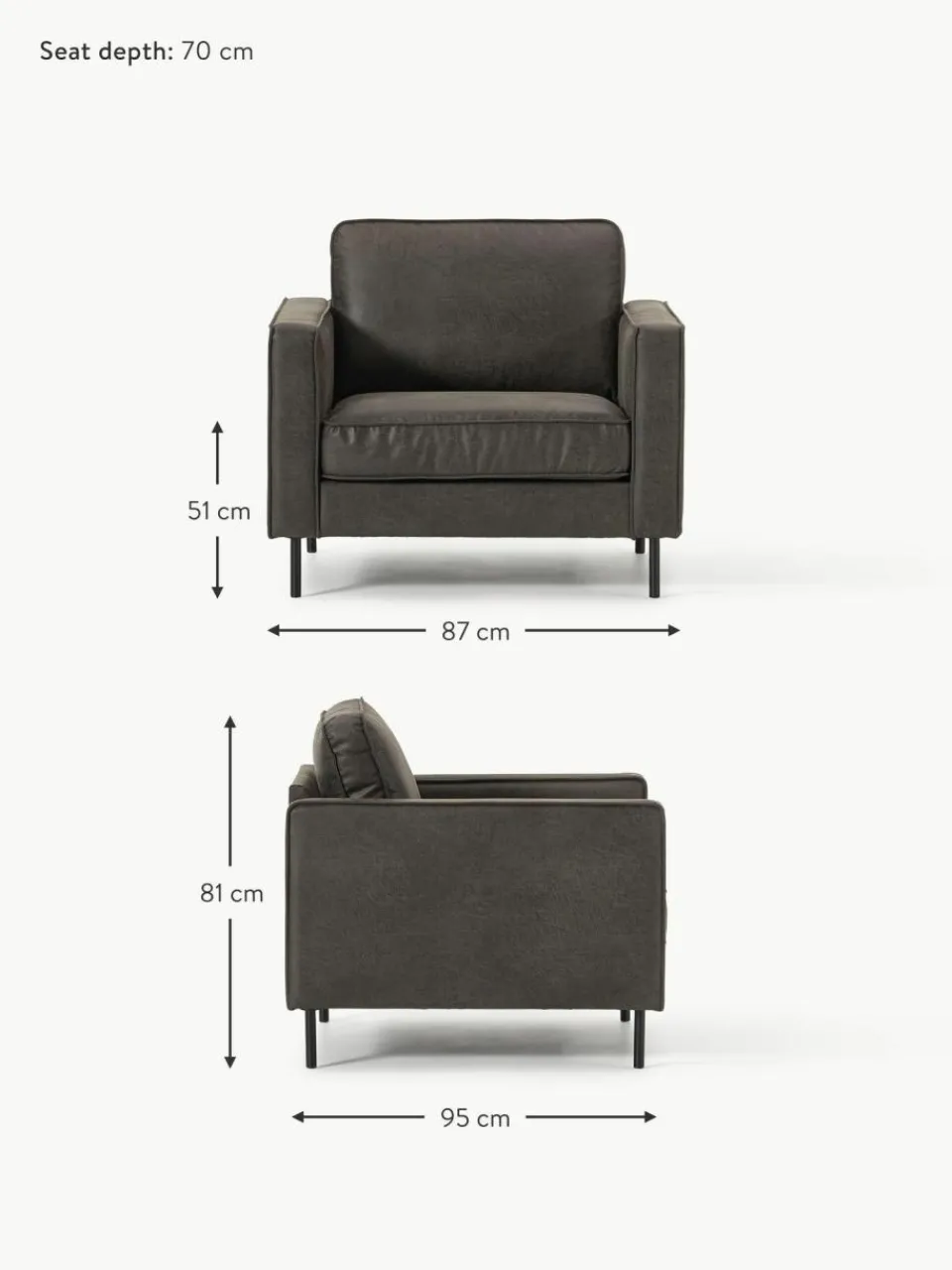 Westwing Collection Sessel Hunter aus recyceltem Leder