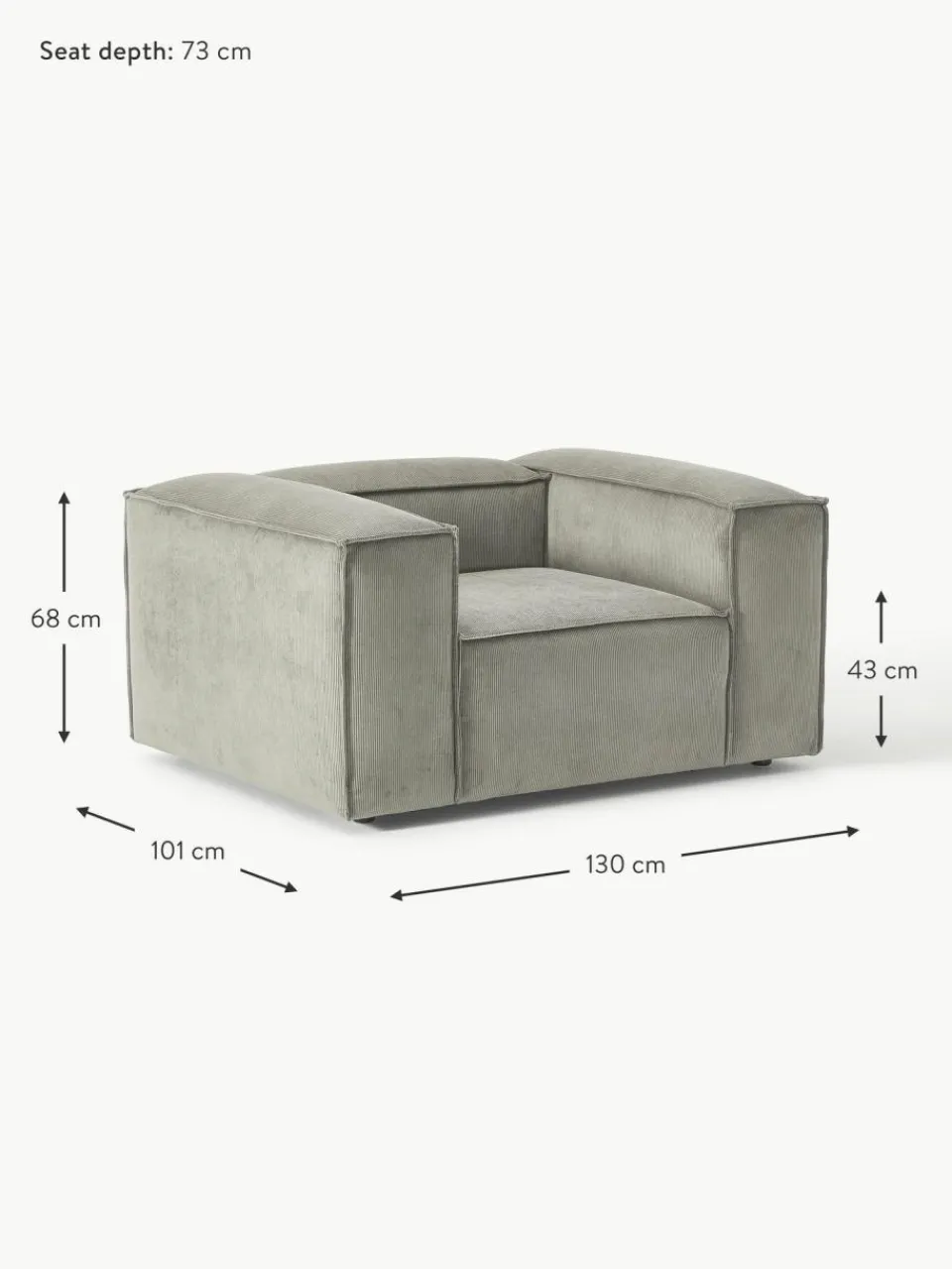 Westwing Collection Sessel Lennon aus Cord