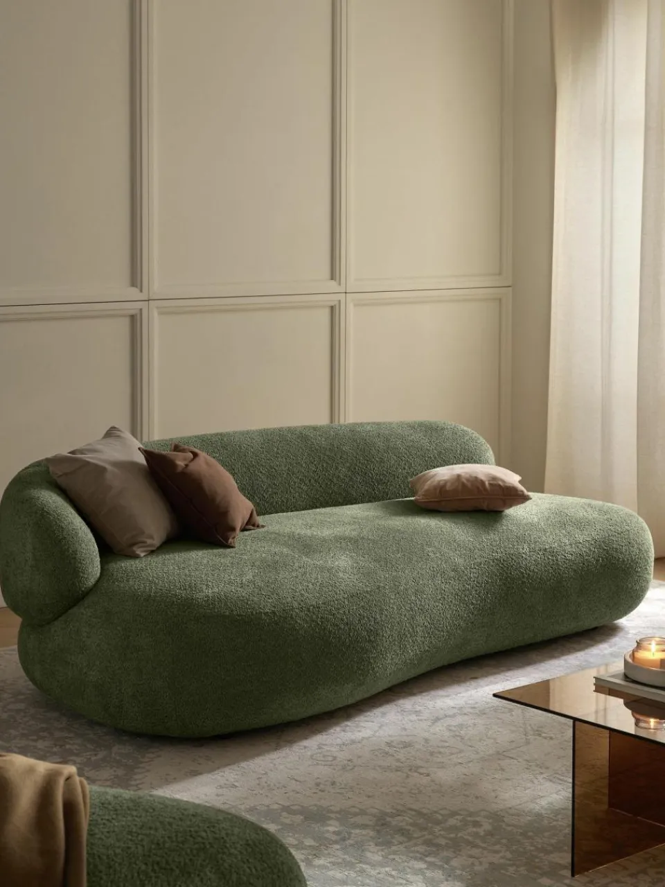 Westwing Collection Sofa Alba (3-Sitzer) aus Teddy-Bouclé