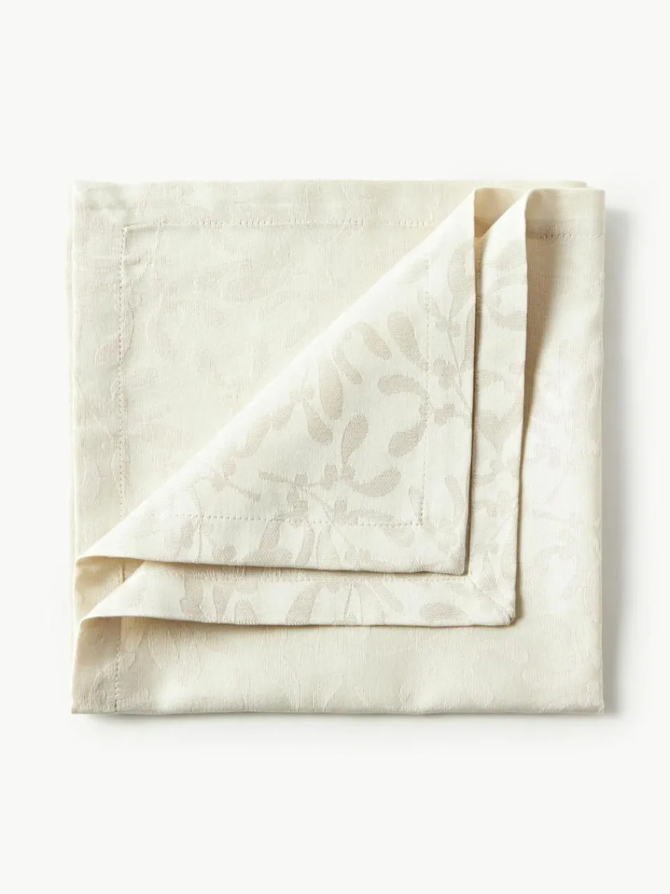 Westwing Collection Stoffservietten Hollyn mit winterlichem Motiv, 4 Stück