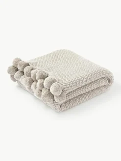Westwing Collection Strickdecke Molly mit Pompoms