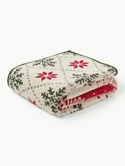 Westwing Collection Strickdecke Starry mit Weihnachtsmotiv