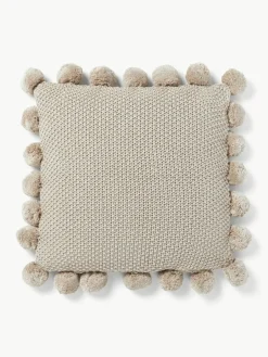 Westwing Collection Strick-Kissenhülle Molly mit Pompoms
