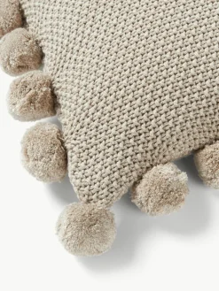 Westwing Collection Strick-Kissenhülle Molly mit Pompoms