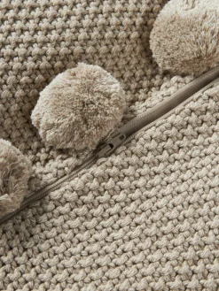 Westwing Collection Strick-Kissenhülle Molly mit Pompoms