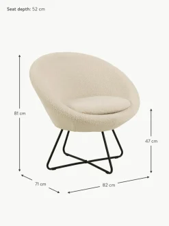 Westwing Teddy-Cocktailsessel Center mit Metall-Beinen