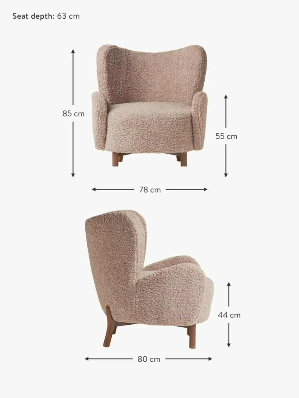 Westwing Collection Teddy-Ohrensessel Kalia