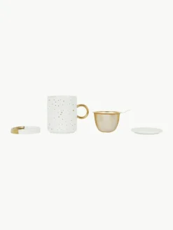 Westwing Teetasse Astre mit Sieb, Deckel und Untertasse