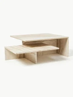 ferm LIVING Travertin-Couchtische Distinct Grande Duo, 2er-Set