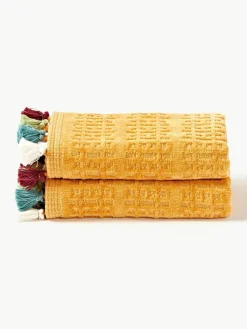 Westwing Collection Velours-Handtuch Tallulah mit dekorativen Fransen, in verschiedenen Größen