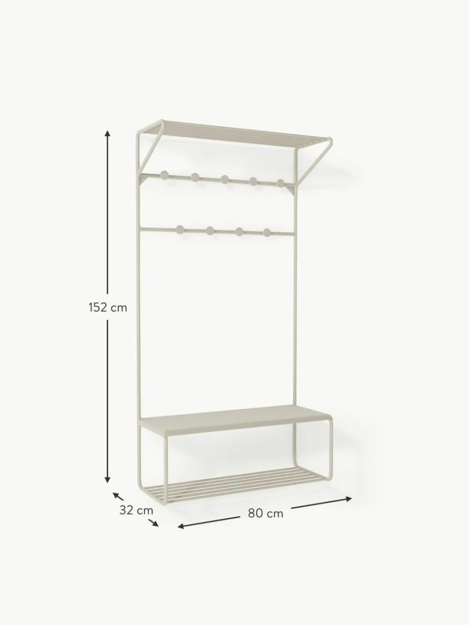 Westwing Collection Wand-Garderobe Nash aus Metall