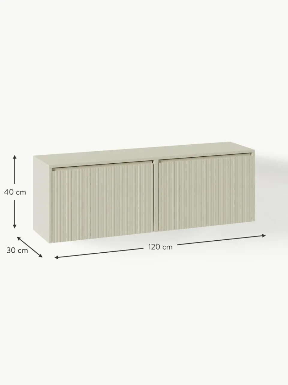 Westwing Collection Wand-Schuhschrank Shea mit Klappfächern und geriffelter Front