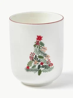 Westwing Collection Weihnachtliche Kaffeebecher Eve aus Porzellan, 4er-Set