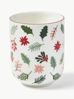 Westwing Collection Weihnachtliche Kaffeebecher Eve aus Porzellan, 4er-Set