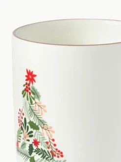 Westwing Collection Weihnachtliche Kaffeebecher Eve aus Porzellan, 4er-Set