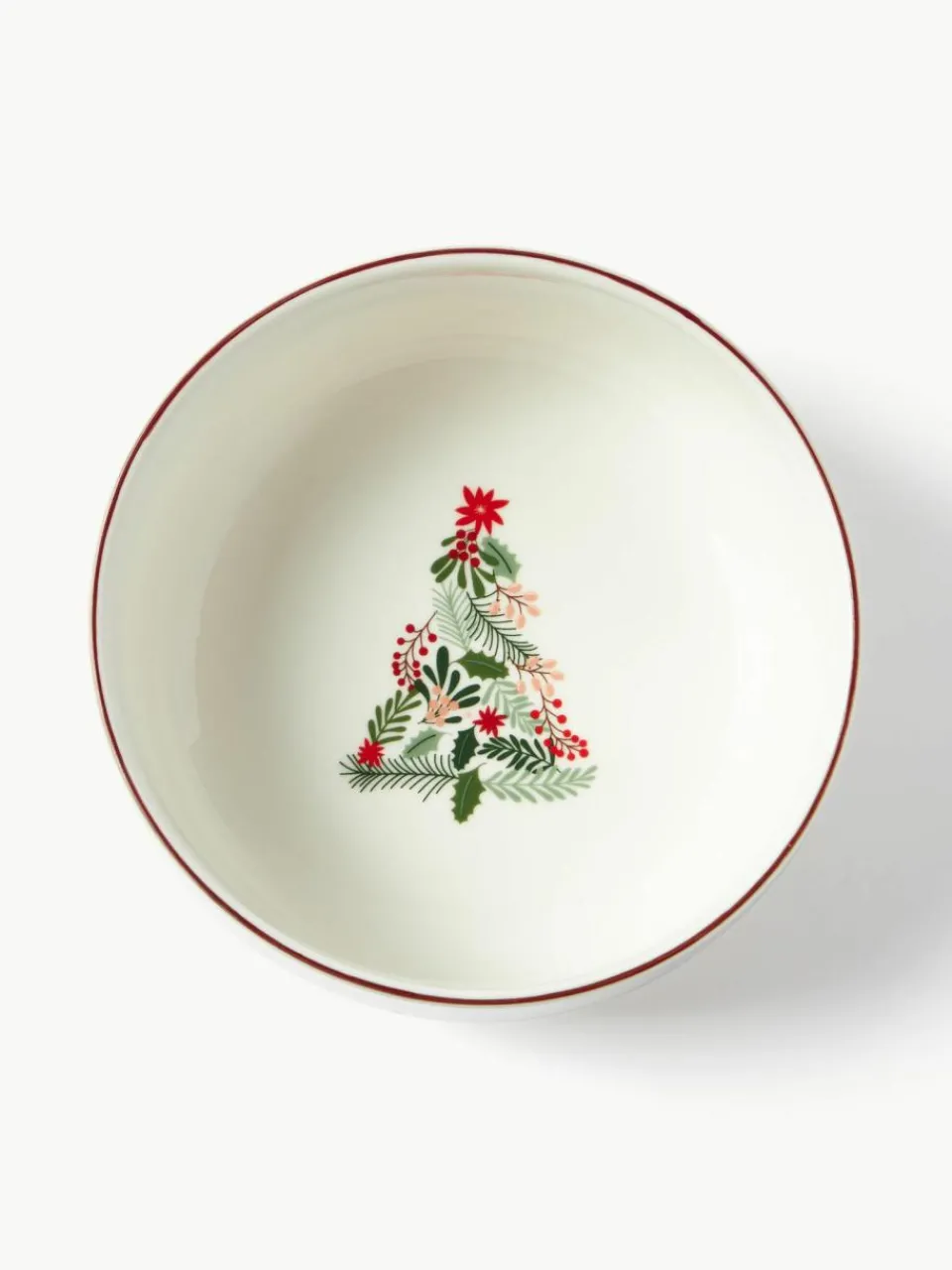Westwing Collection Weihnachtliche Schälchen Eve aus Porzellan, 4 Stück