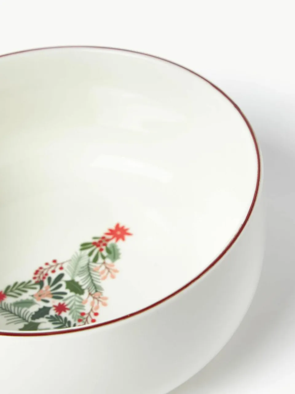 Westwing Collection Weihnachtliche Schälchen Eve aus Porzellan, 4 Stück