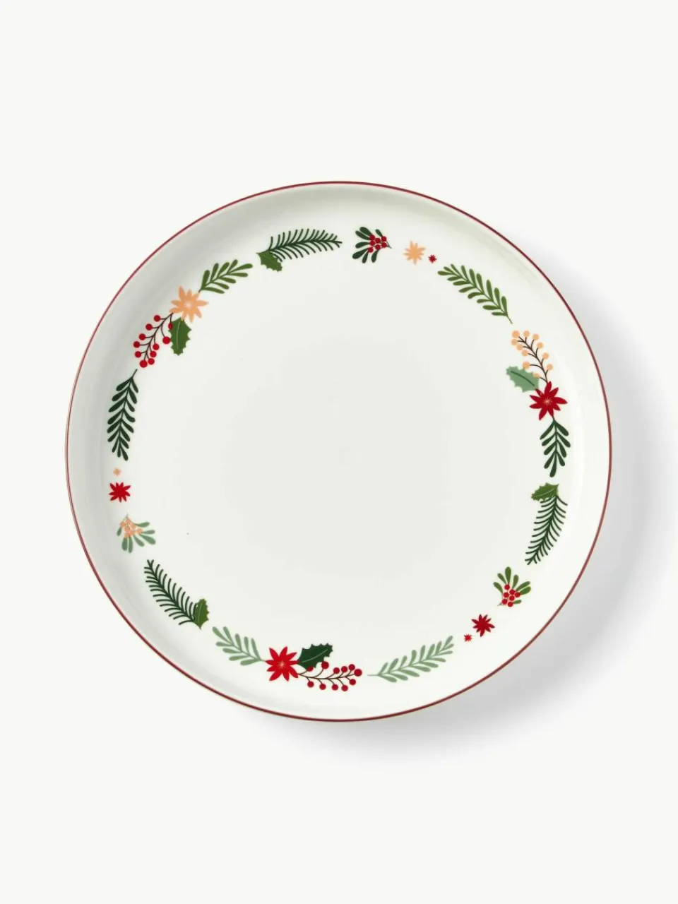Westwing Collection Weihnachtliches Geschirr-Set Eve aus Porzellan, 4 Personen (12-tlg.)