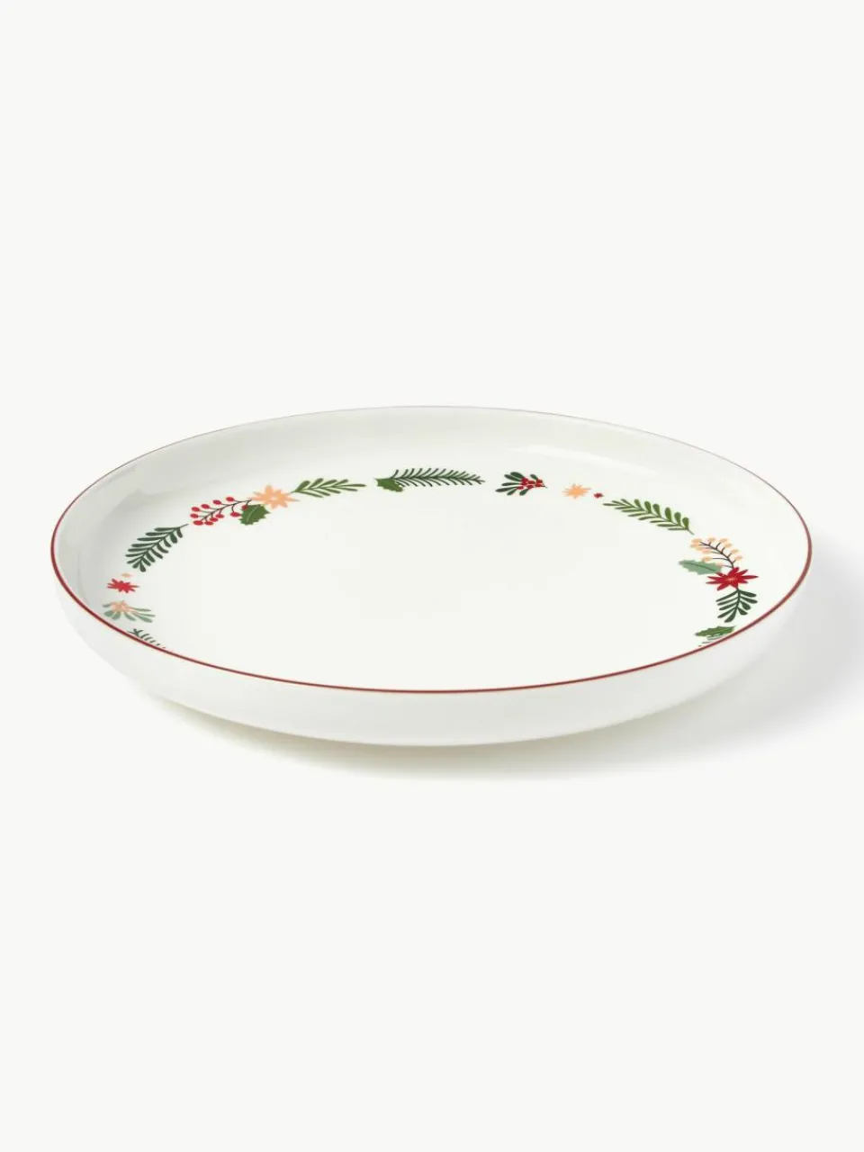 Westwing Collection Weihnachtliches Geschirr-Set Eve aus Porzellan, 4 Personen (12-tlg.)